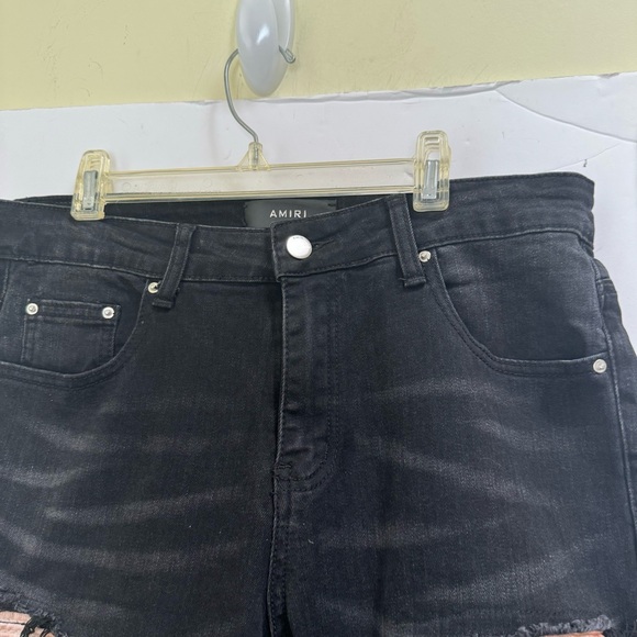 Amiri Thrasher Jean Aged Black Jeans Distressed Leather Trim Zip Pant Logo 29 30 - Picture 4 of 16